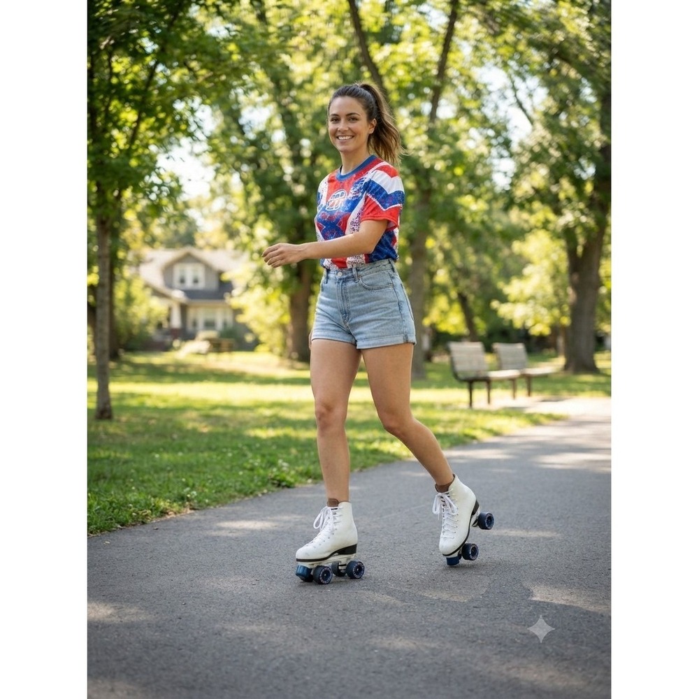 Roller Derby Roller Star Freestyle Quad Skates White Blue Womens Size 7
